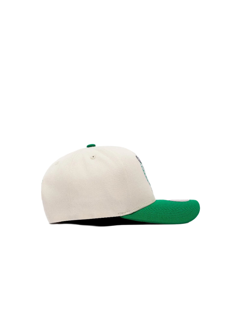 M&N Cream & Team Colour Pro Pinch Snapback - Boston Celtics