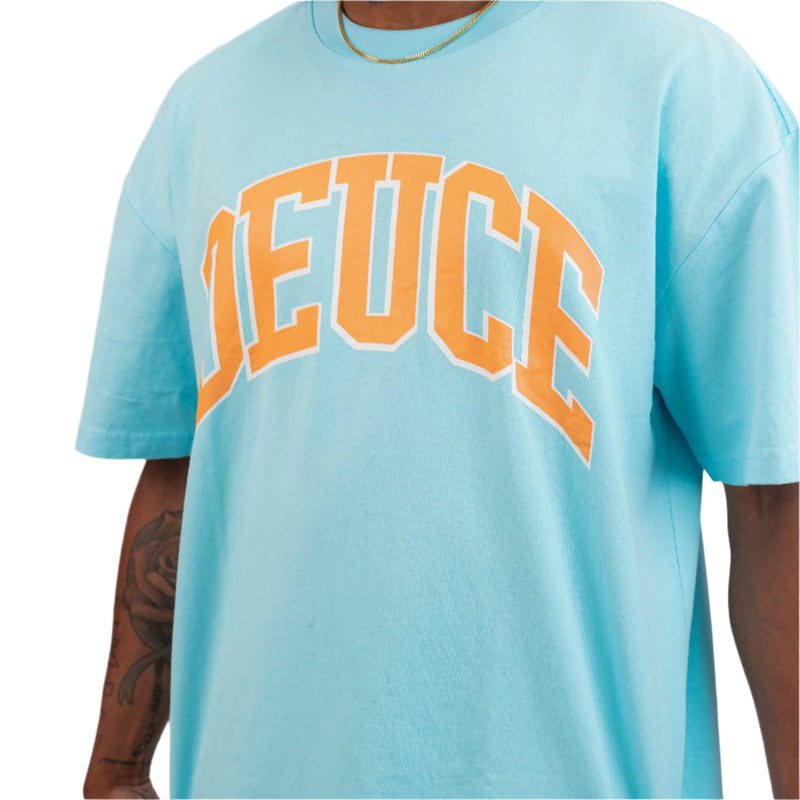 Deuce College Tee - Sky Blue/Orange