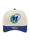 M&N Cream & Team Colour Pro Pinch Snapback - Dallas Mavericks