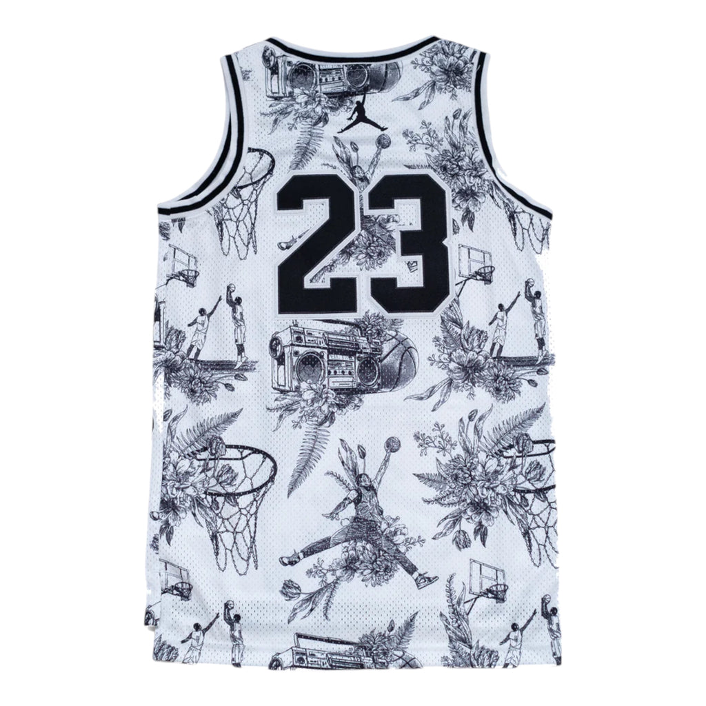 Youth Jordan AOP Jersey - White Print (95C655 W1X)