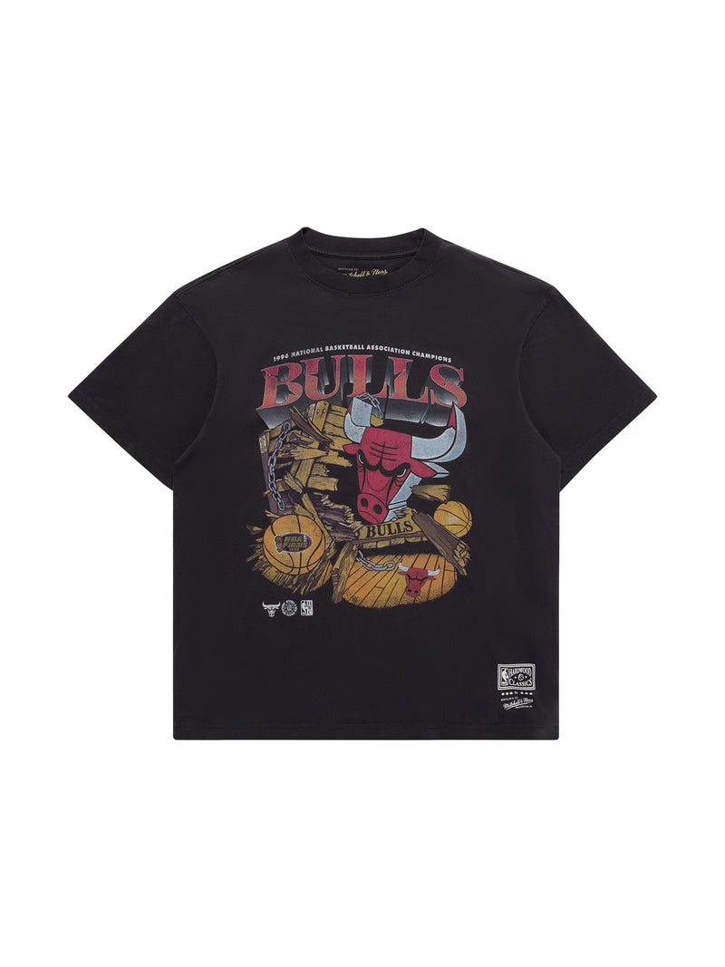 M&N Bevel Burst Tee - Chicago Bulls (Overdyed Black)