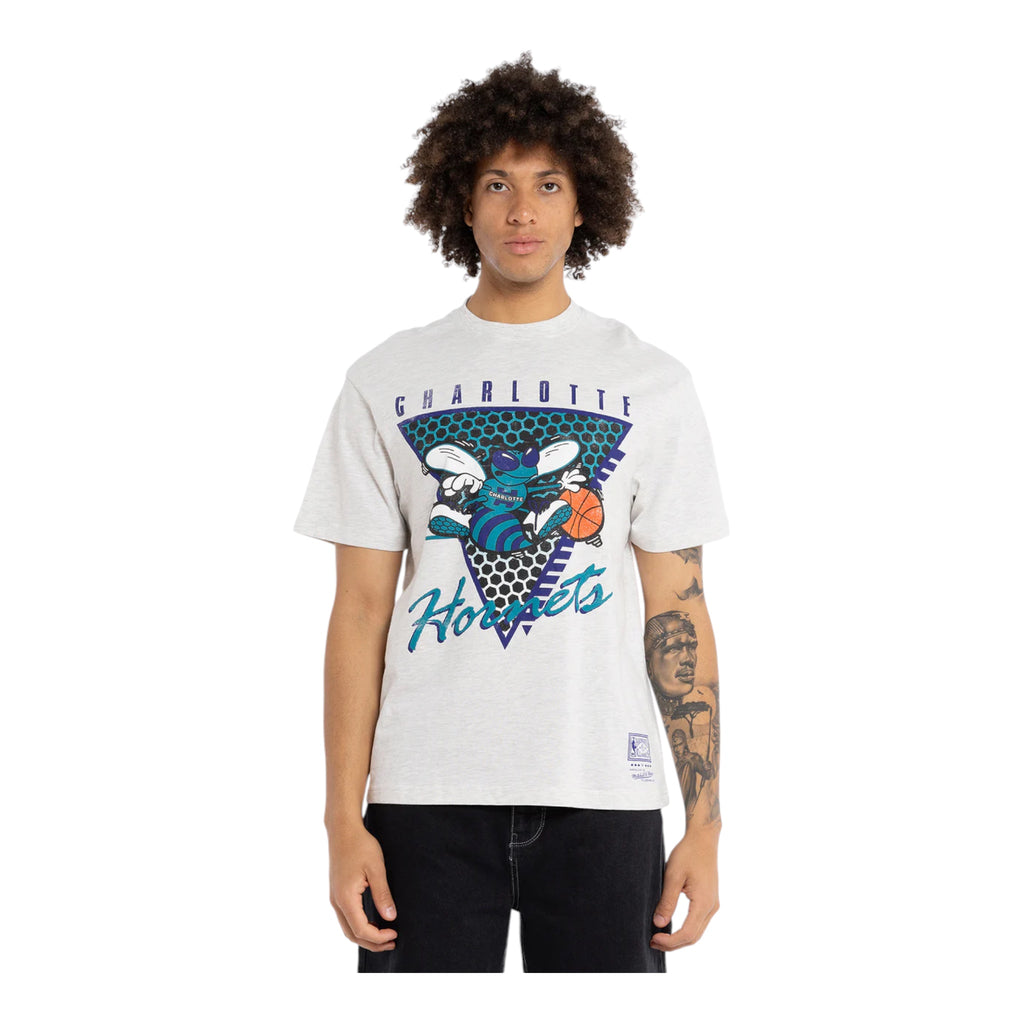 M&N Charlotte Hornets Tri Logo Tee (Silver Marle)