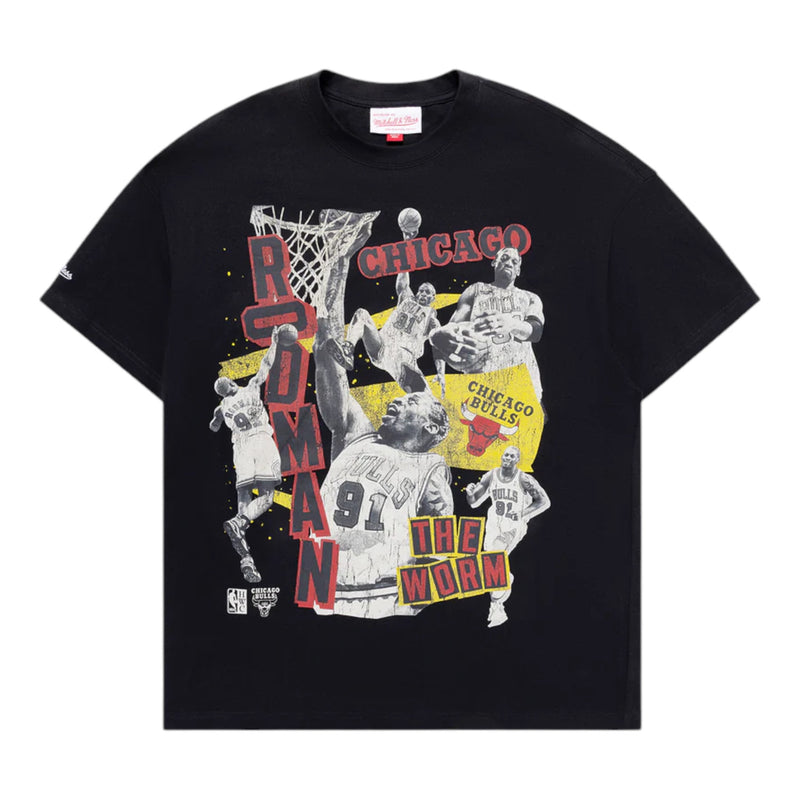 M&N Abstract Player Tee - Dennis Rodman (Faded Black)