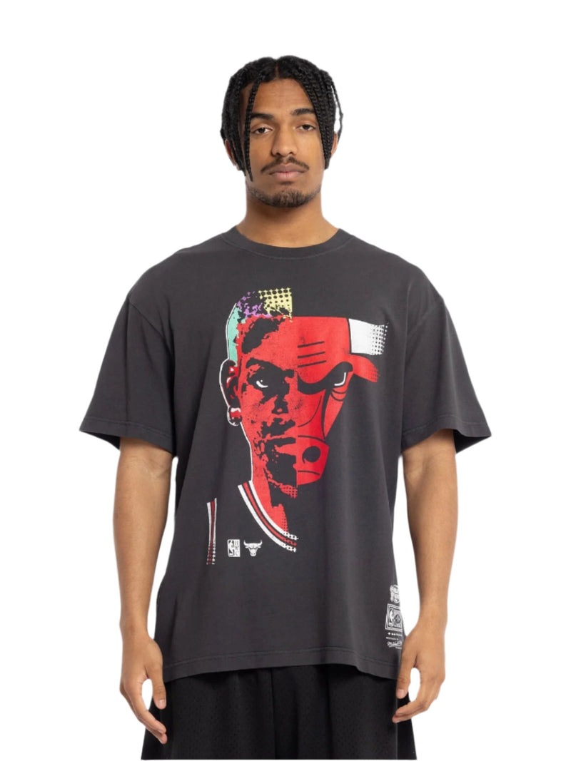 M&N Chicago Bulls Dennis Rodman Face Off Tee (Overdyed Black)