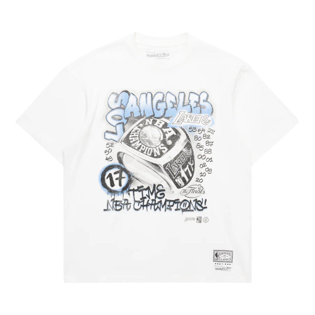 M&N Los Angeles Lakers 17 Time Champs Graffiti Tee (Vintage White)