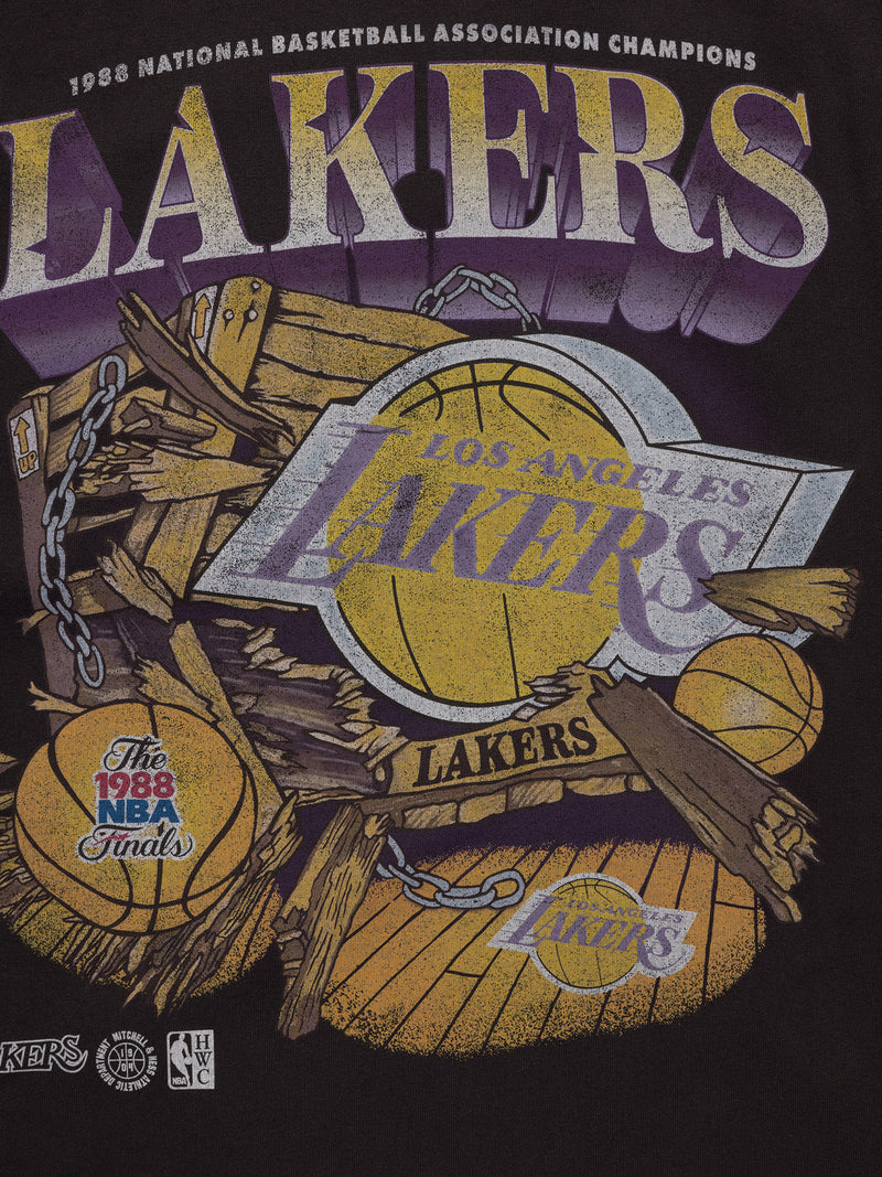 M&N Bevel Burst Tee - Los Angeles Lakers (Overdyed Black)