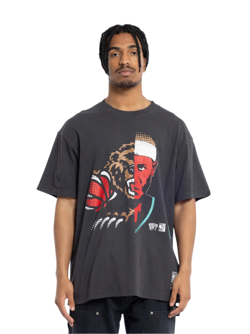 M&N Vancouver Grizzlies Mike Bibby Face Off Tee (Overdyed Black)