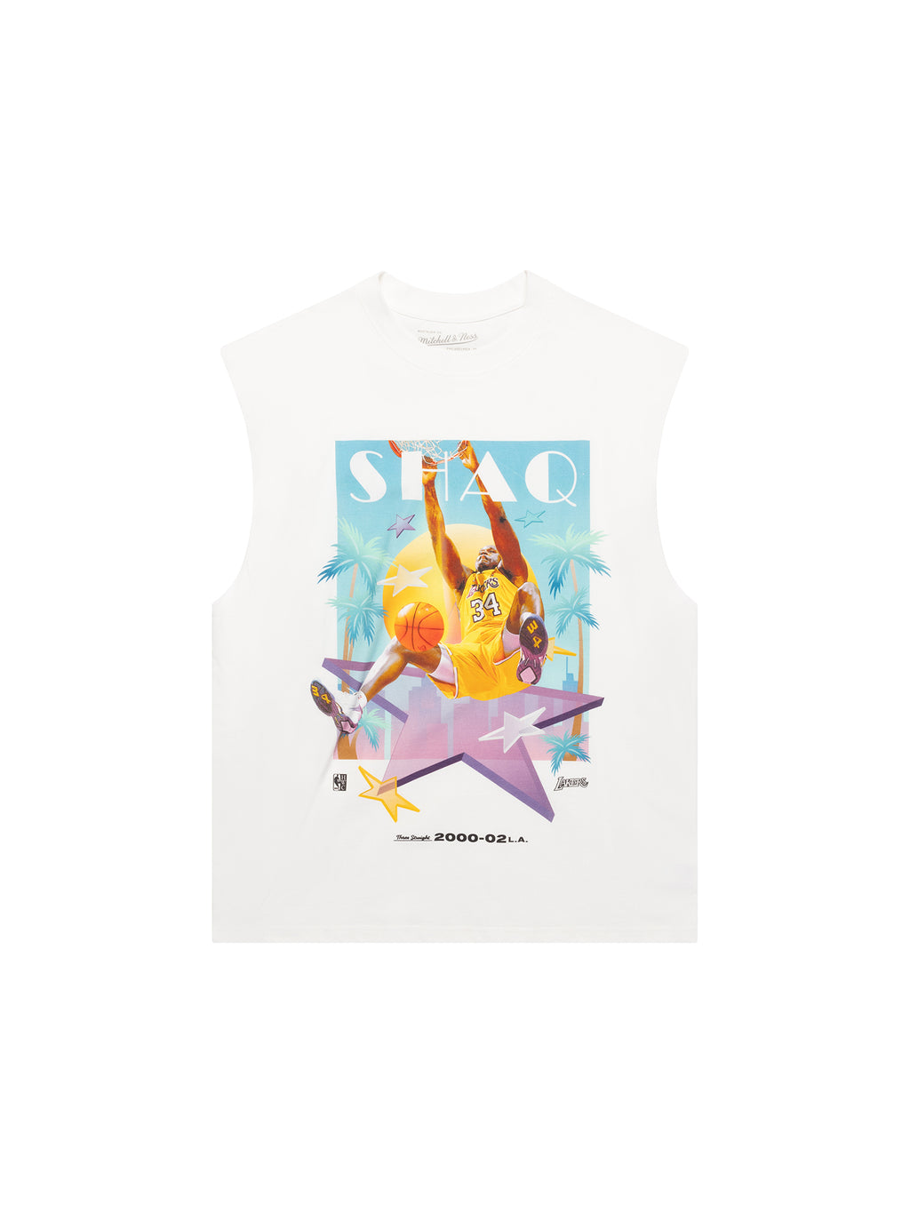 M&N Vice Shaquille O'neal Muscle Tee - Los Angeles Lakers (Vintage White)