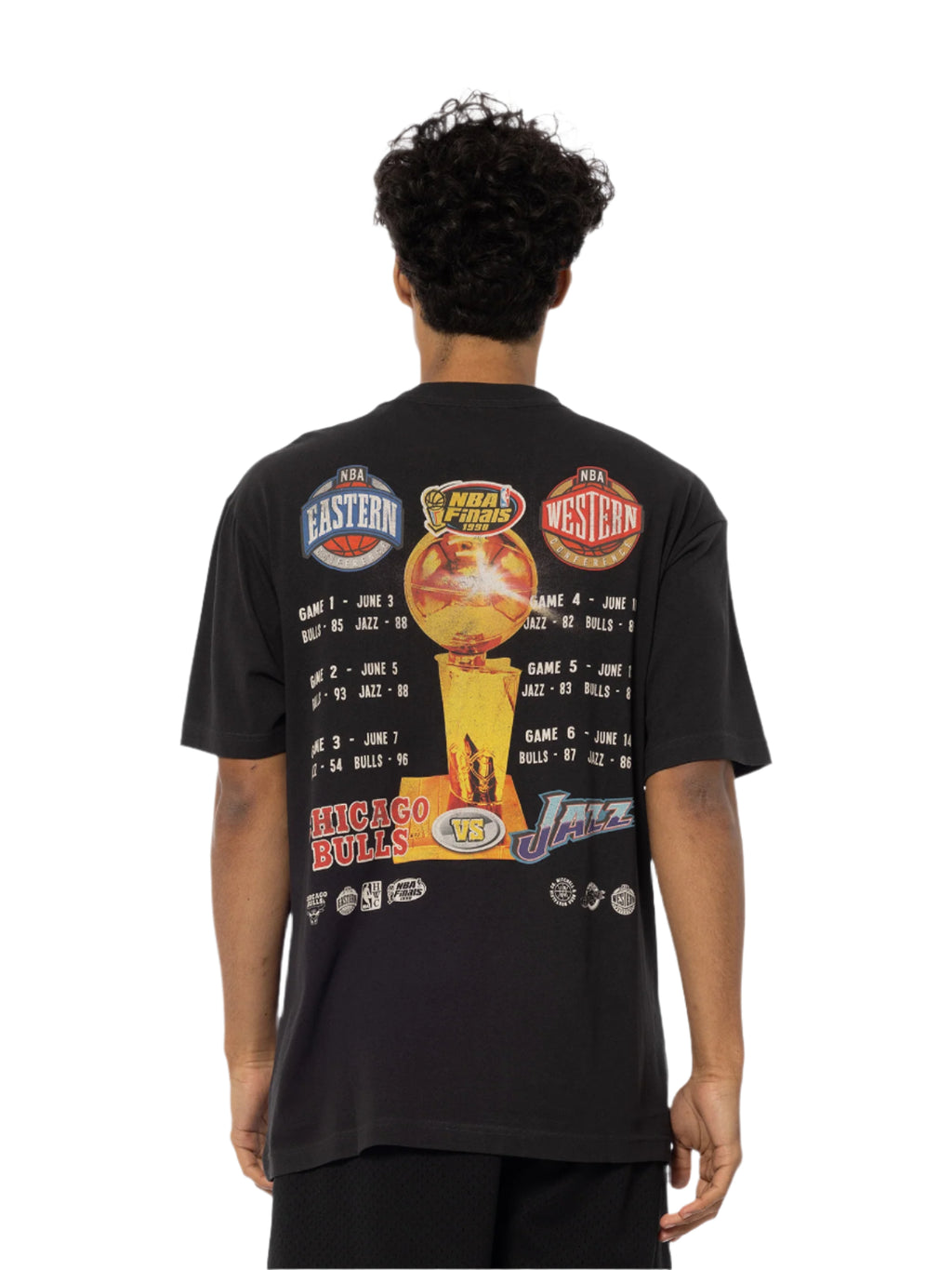 M&N 1998 Legendary Finals Tee - Chicago Bulls vs Utah Jazz (Faded Black)