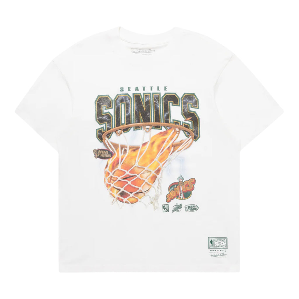 M&N Fire N Lightning Tee - Seattle SuperSonics (Vintage White)