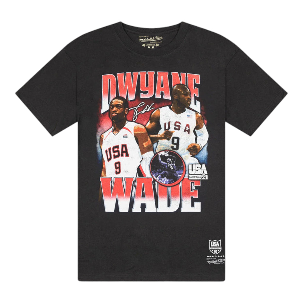 M&N USA Basketball Tee - Dwayne Wade (Faded Black)