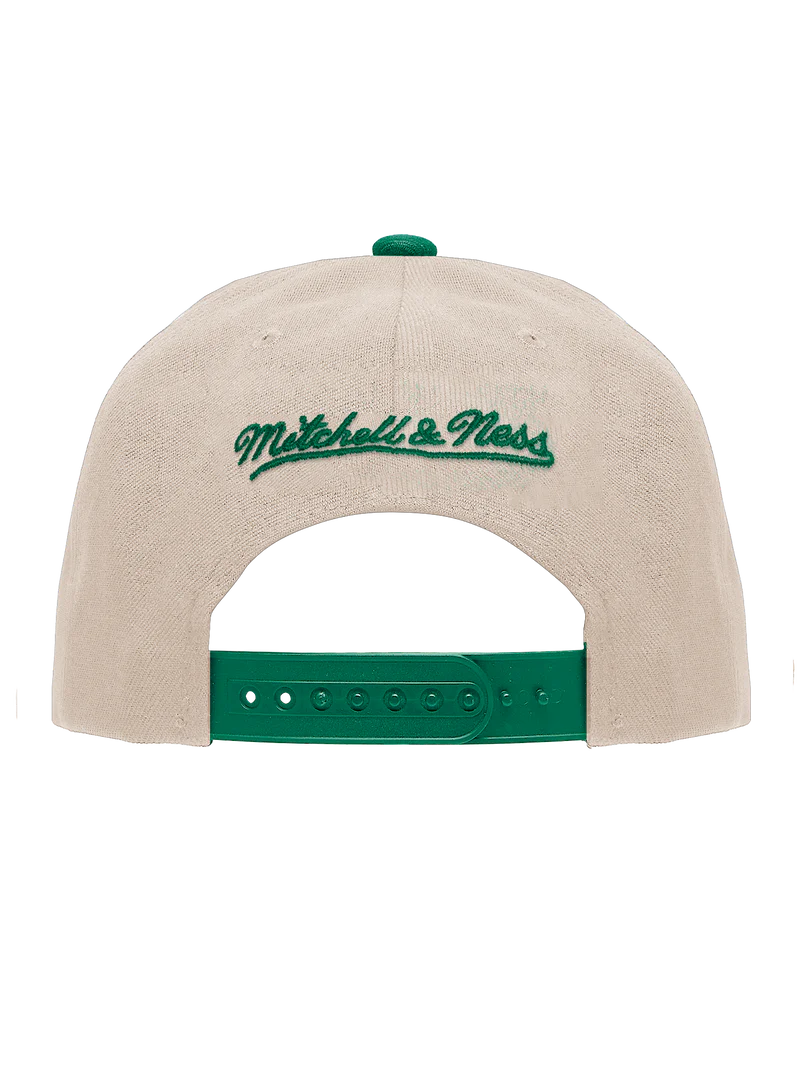 M&N Cream & Team Colour Pro Pinch Snapback - Seattle SuperSonics