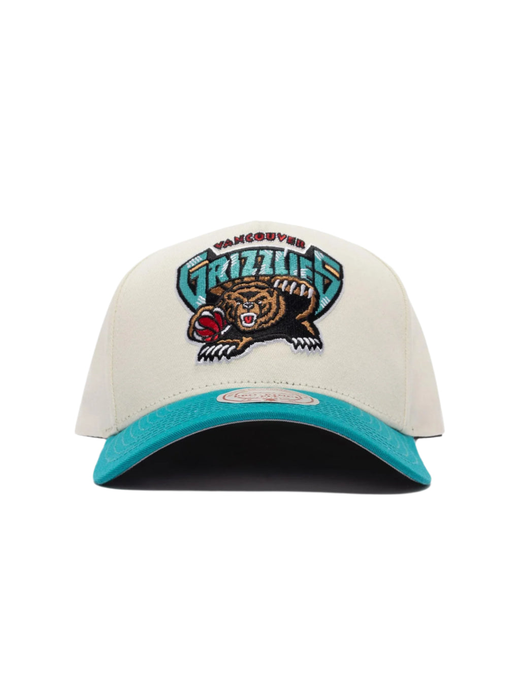 M&N Cream & Team Colour Pro Pinch Snapback - Vancouver Grizzlies