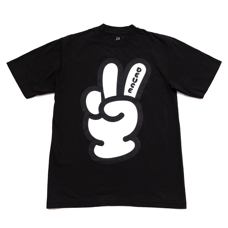 Deuce Cartoon Peace Sign Tee - Black – Hoops Heaven