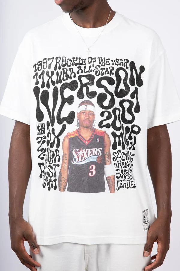 M&N Abstract Allen Iverson Player Tee - Philadelphia 76ers (vintage White)