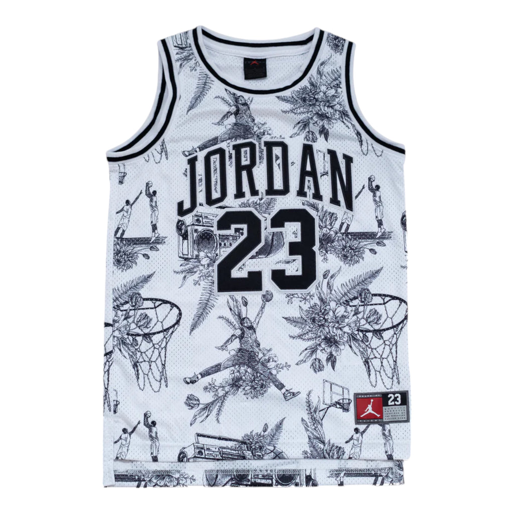 Youth Jordan AOP Jersey - White Print (95C655 W1X)