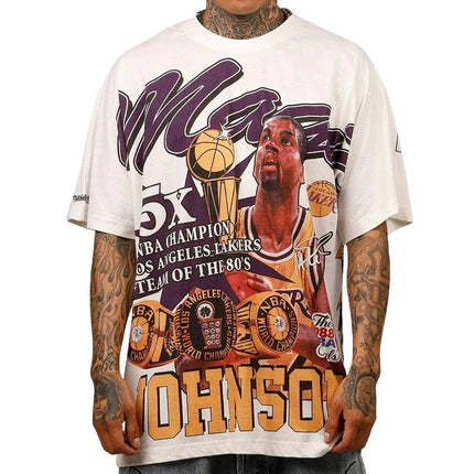 M&N Los Angeles Lakers Magic Johnson Rings Tee (Vintage White)