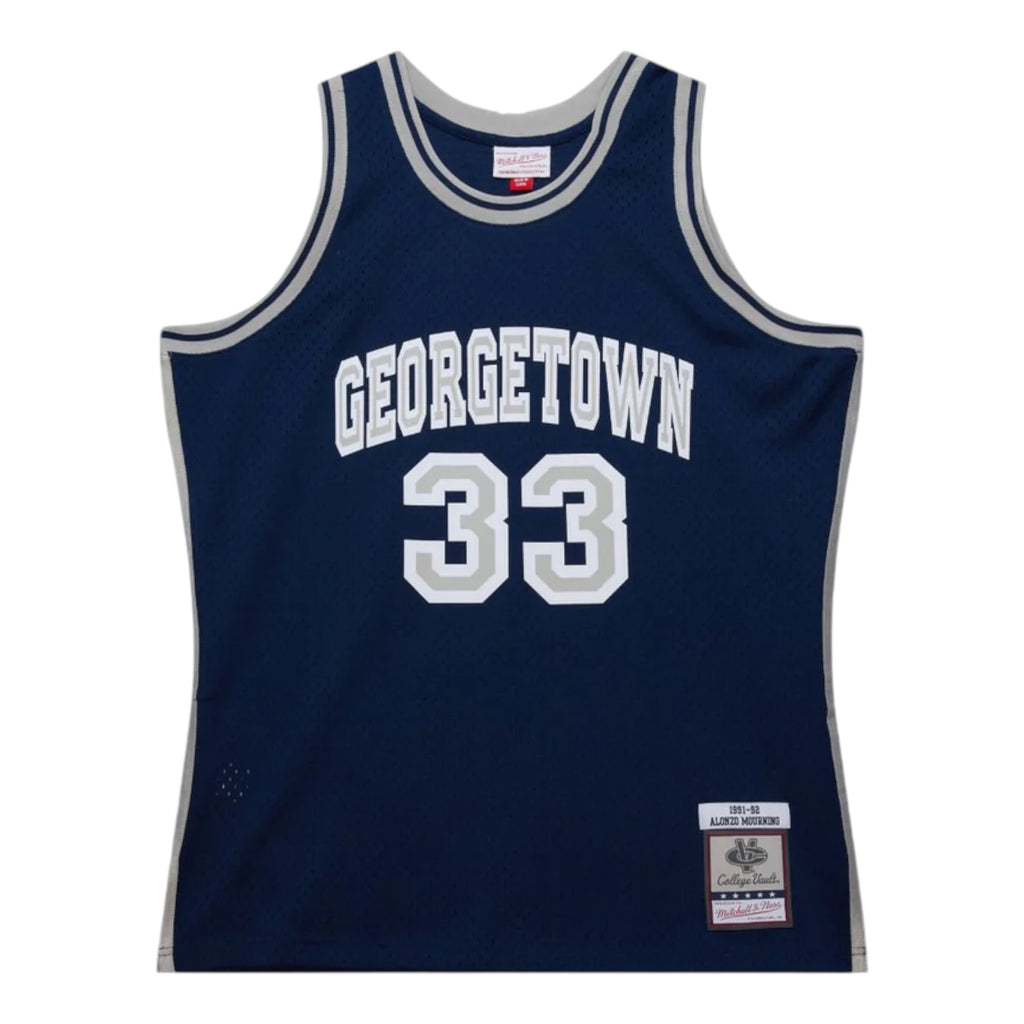 M&N NCAA HWC Swingman Jersey Alonzo Mourning Georgetown Hoyas (91-92 Atlantic Blue) New Cut